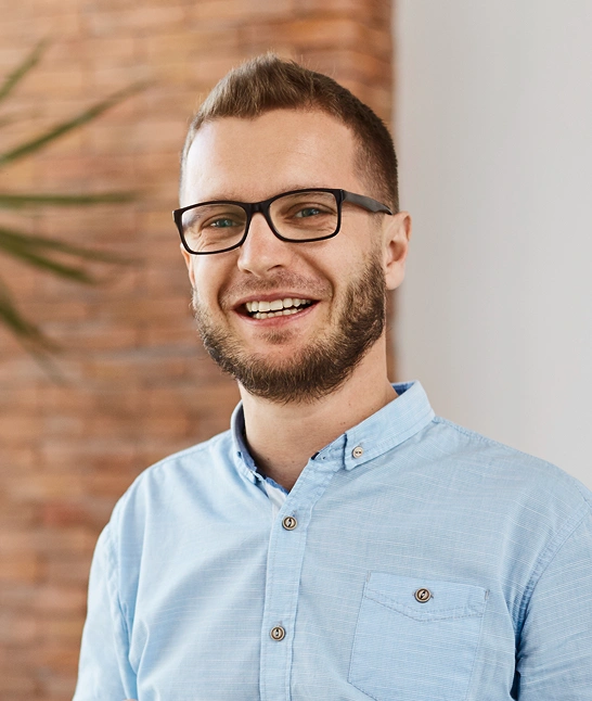 Yound man in eyeglasses